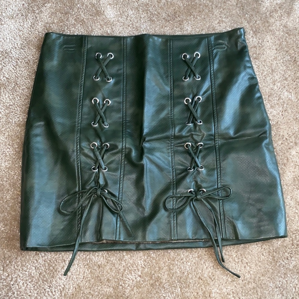 Army green skirt - with lace up design